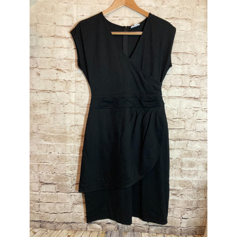 NEW $119 Christian Siriano‎ For J. Jill Midi Dress Small Petite Black LBD Ruched